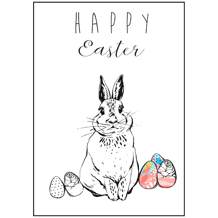 Plakat Wielkanocny Happy Easter – zajączek i pisanki