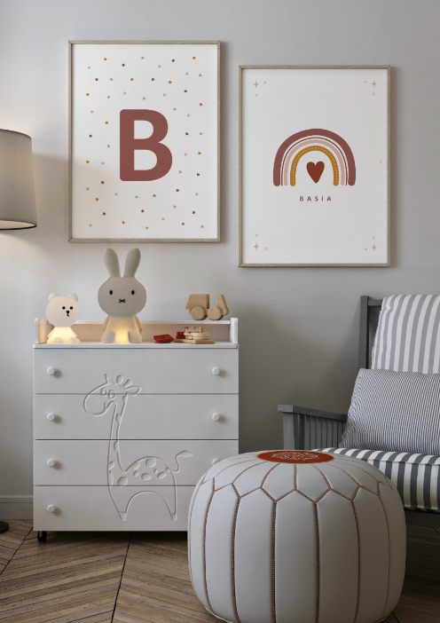Tęcza personalizowana i inicjały dziecka - zestaw plakatów