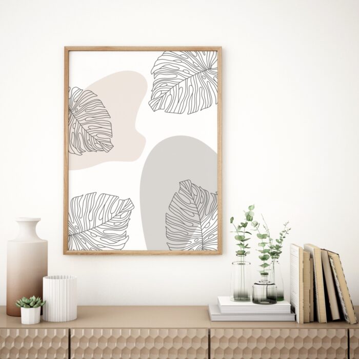 Monstera w Beżach i Szarościach - Image 3