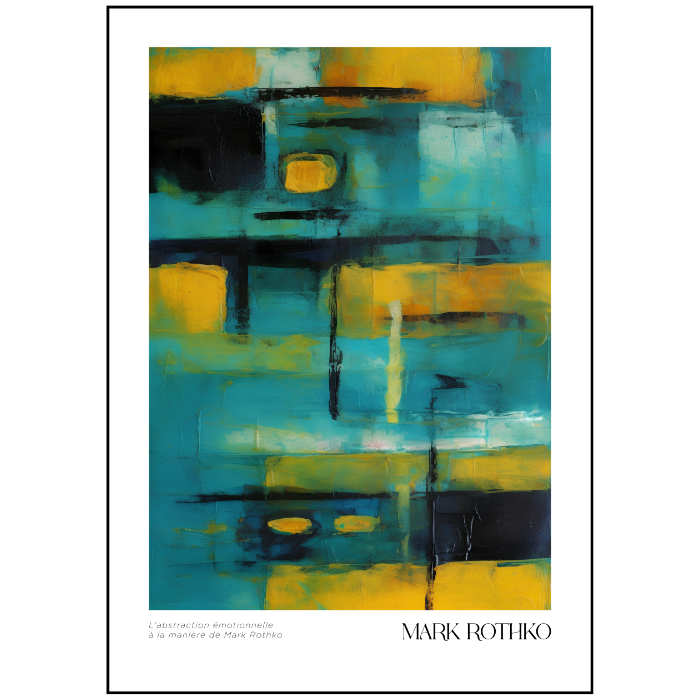 Plakat inspirowany Markiem Rothko w turkusie i żółci – abstrakcja do wnętrz