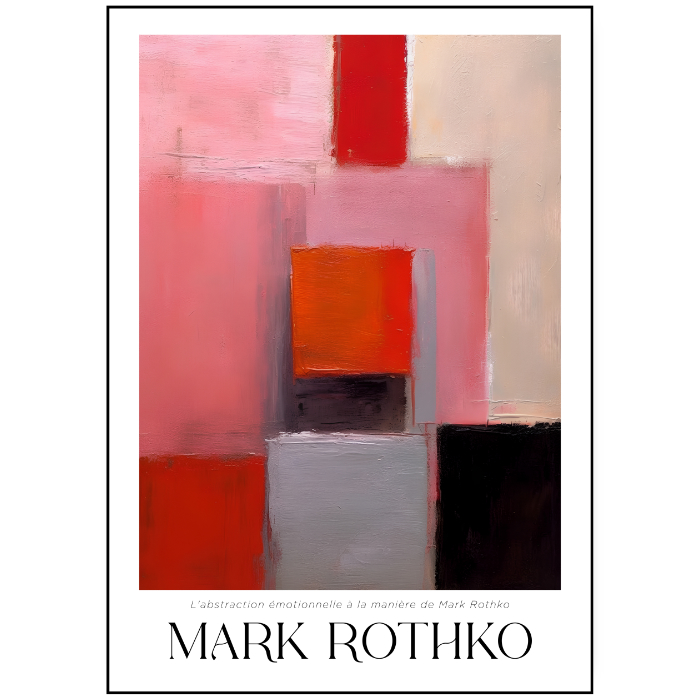 Plakat inspirowany Markiem Rothko – czerwono-różowa abstrakcja