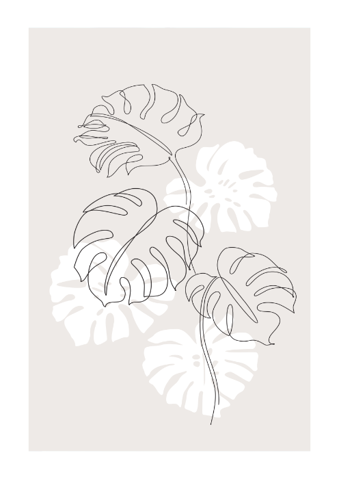 Plakat Monstera Line Art Boho