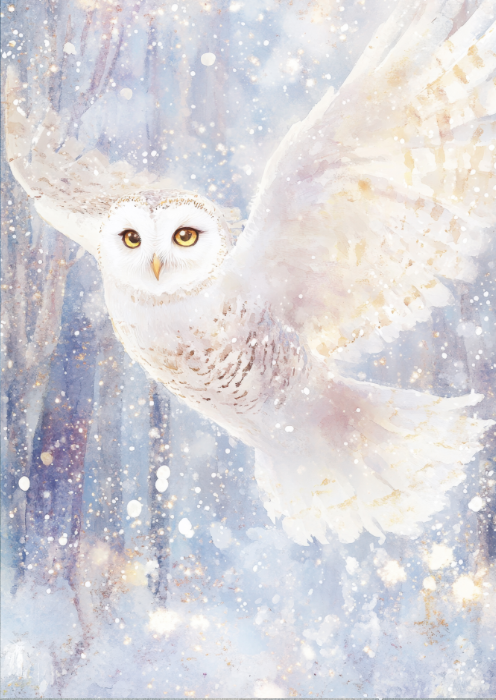 Biała Sowa w Zimowym Locie