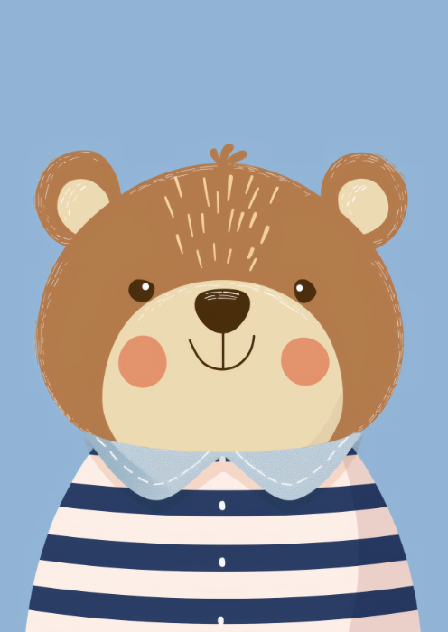 plakat miś dla dzieci ilustracja miś w paski