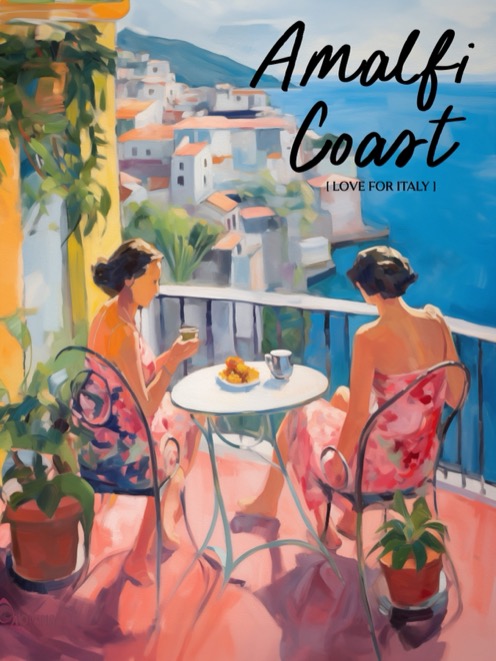 Plakat Amalfi Coast – taras z widokiem na wybrzeże Amalfi