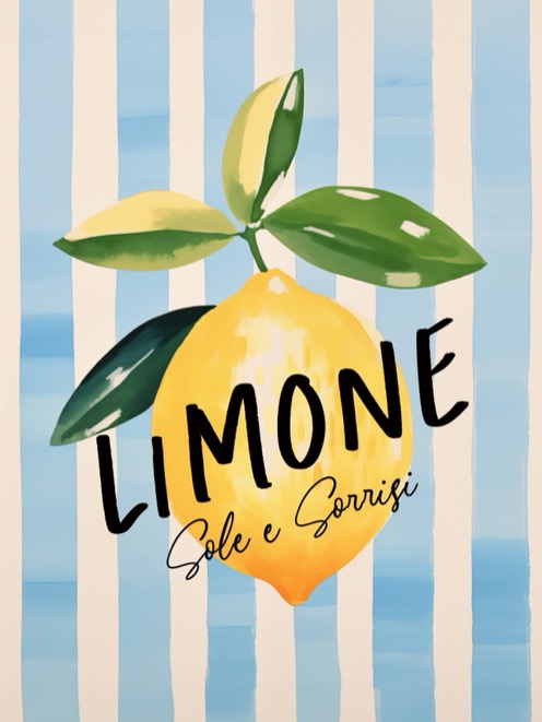 Plakat cytryna z napisem Limone Sole e Sorrisi