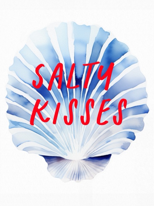 Plakat akwarelowa muszla z napisem Salty Kisses